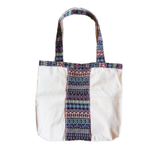 Women's Cotton Tote Bag White with Diamonds guatemala details, Guatemalan handbags